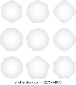 Set of white gradient badge shape. Trophy and reward, competition and victory, success and achievement. Flat vector cartoon illustration. Objects isolated on white background.