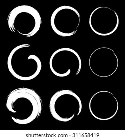 Set of White Grunge Circle Stains, vector illustration