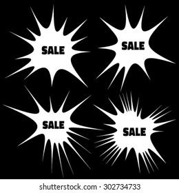 Set of White Grunge Cloud Explosions, blast or bomb bang, vector illustration