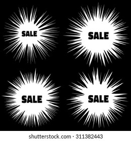 Set of White Grunge Cloud Explosions, blast or bomb bang 