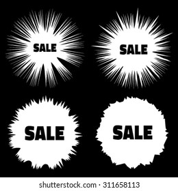 Set of White Grunge Cloud Explosions, blast or bomb bang