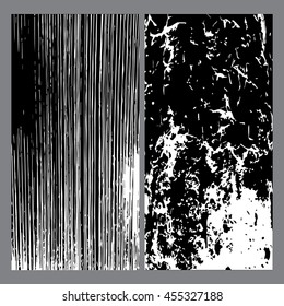 Set of white grunge texture on black background vector illustration