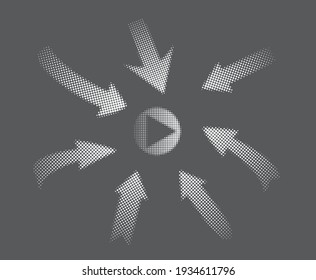 Set of white halftone arrows.