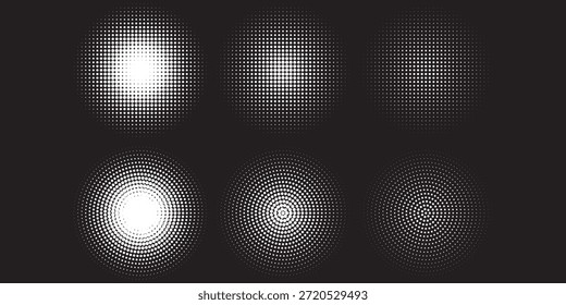 Conjunto de fondos de puntos de semitono blanco. Vector

