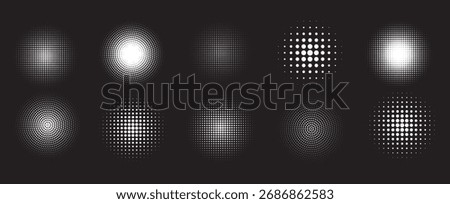 Set of white halftone dots backgrounds. vector