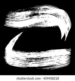Set of white hand drawn brushstrokes vector illustration. Abstract ink grunge banners for design.