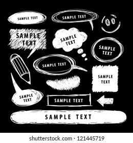 Set of white hand drawn design elements.