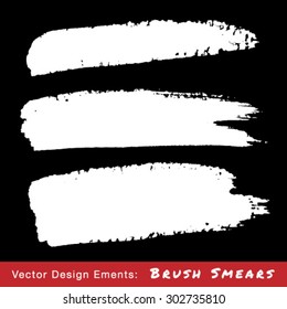 Set of White Hand Drawn Grunge Brush Smears, vector illustration 