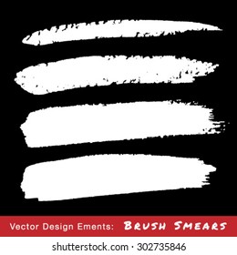 Set of White Hand Drawn Grunge Brush Smears, vector illustration 