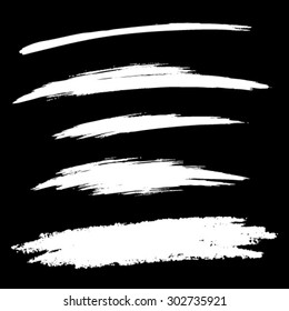 Set of White Hand Drawn Grunge Brush Smears, vector illustration 
