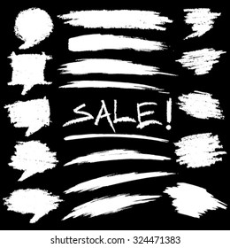Set of White Hand Drawn Grunge Elements, vector illustration
