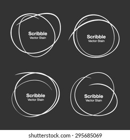 Set of White Hand Drawn Scribble Circles, vector logo design elements