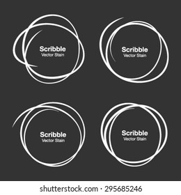 Set of White Hand Drawn Scribble Circles, vector logo design elements