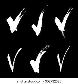 Set of white hand drawn V signs. Vector Illustration 