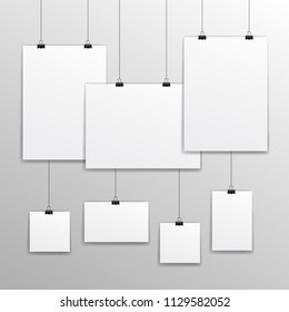 Set white hanging papers - vector for stock