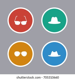 Set of white hats and glasses