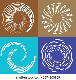 conjunto de formas blancas helicoidales, espirales, rizos y rizos. espiral, giratoria, ilustración giratoria. dos elementos de diseño sobre fondo monocromo de un solo color. helix, conjunto voluto