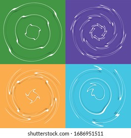 set of white helical, spiraling, curl and curly shapes. spiral, twirl, swirl illustration. twine design elements over single-color, monochrome background, backdrop. helix, volute set