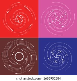 set of white helical, spiraling, curl and curly shapes. spiral, twirl, swirl illustration. twine design elements over single-color, monochrome background, backdrop. helix, volute set