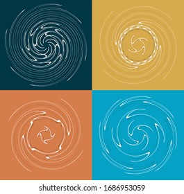 set of white helical, spiraling, curl and curly shapes. spiral, twirl, swirl illustration. twine design elements over single-color, monochrome background, backdrop. helix, volute set