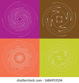 set of white helical, spiraling, curl and curly shapes. spiral, twirl, swirl illustration. twine design elements over single-color, monochrome background, backdrop. helix, volute set