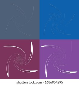 set of white helical, spiraling, curl and curly shapes. spiral, twirl, swirl illustration. twine design elements over single-color, monochrome background, backdrop. helix, volute set