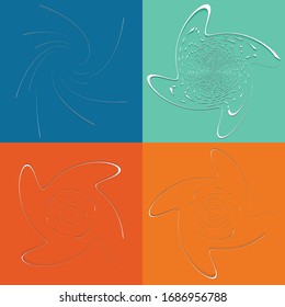 set of white helical, spiraling, curl and curly shapes. spiral, twirl, swirl illustration. twine design elements over single-color, monochrome background, backdrop. helix, volute set