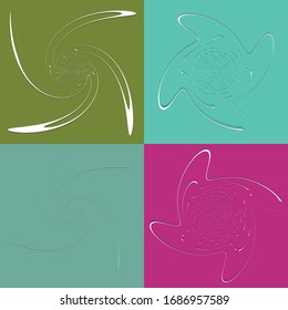 set of white helical, spiraling, curl and curly shapes. spiral, twirl, swirl illustration. twine design elements over single-color, monochrome background, backdrop. helix, volute set