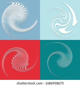 set of white helical, spiraling, curl and curly shapes. spiral, twirl, swirl illustration. twine design elements over single-color, monochrome background, backdrop. helix, volute set