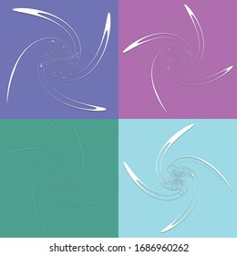 set of white helical, spiraling, curl and curly shapes. spiral, twirl, swirl illustration. twine design elements over single-color, monochrome background, backdrop. helix, volute set