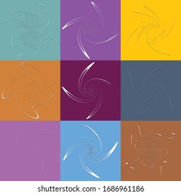 set of white helical, spiraling, curl and curly shapes. spiral, twirl, swirl illustration. twine design elements over single-color, monochrome background, backdrop. helix, volute set