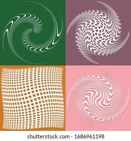 conjunto de formas blancas helicoidales, espirales, rizos y rizos. espiral, giratoria, ilustración giratoria. dos elementos de diseño sobre fondo monocromo de un solo color. helix, conjunto voluto