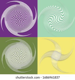 set of white helical, spiraling, curl and curly shapes. spiral, twirl, swirl illustration. twine design elements over single-color, monochrome background, backdrop. helix, volute set