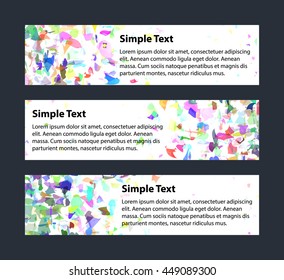 Set of white horizontal banners with colored blots