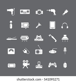 Set of white icon with appliances.