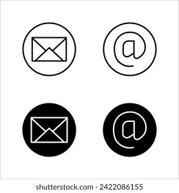 Set of white icons isolated against a black background, on a theme Contacts and communication