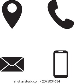Set of white icons line isolated a black Contact us