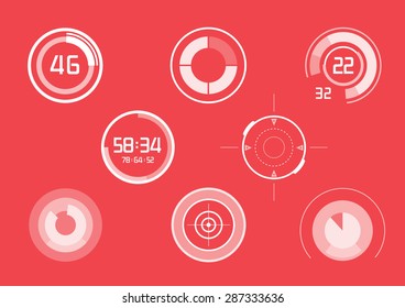 Set Of White Infographics As Head-up Display On The Red Background