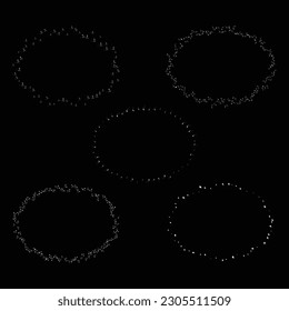 set of White ink drop pen frames collection of ink drop frames oval shape frames