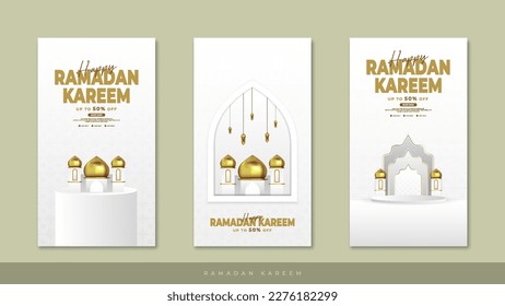 set of white Islamic social media posts, suitable for leaflets, banners, brochures, backgrounds and social media story posts