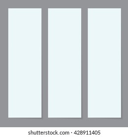 Set of white labels with shadow. Background grey. Templates for your text.