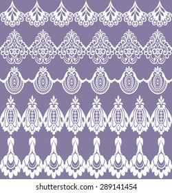 Set of white lace borders isolated on  background