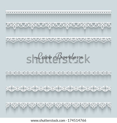 Download Set White Lace Borders Shadow Ornamental Stock Vector ...