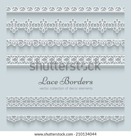 Download Set White Lace Borders Shadow Ornamental Stock Vector ...