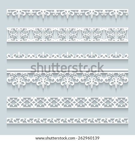 Download Set White Lace Borders Shadows Ornamental Stock Vector ...