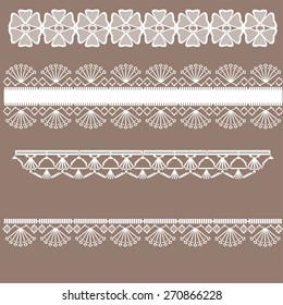  Set of white lace borders. Vector illustration