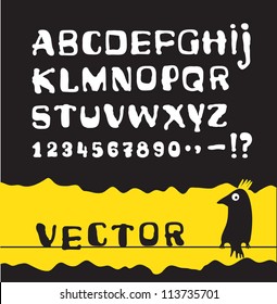 Set of white letters and numbers on a black background./ Alphabet