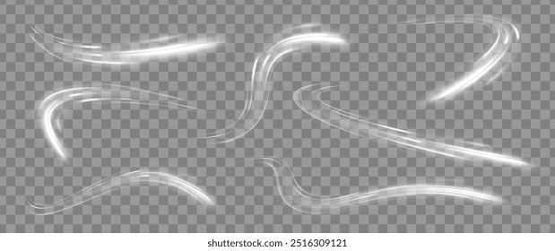 	
Set of white light bright lines in the form of a covenant. Glowing white spiral on isolated background for your New Year design. 