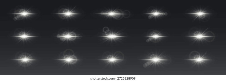 Conjunto de efectos de luz blanca y bengalas.
