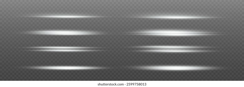 Set of white light effects, glare and flashes. On a transparent background.